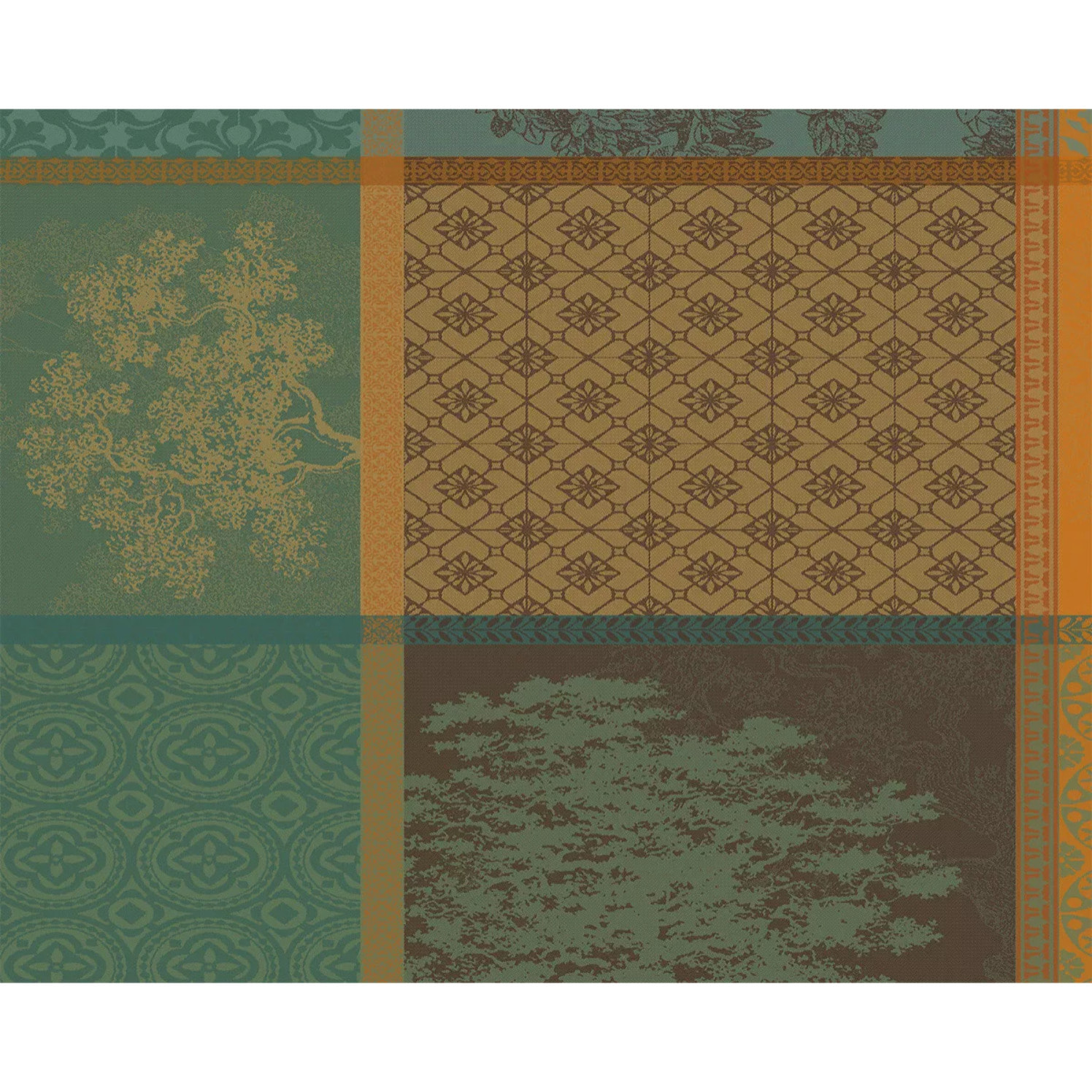 Set pur coton enduit motif jacquard Mille trees foret