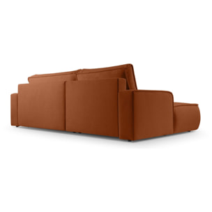 Nessino - canapé d'angle gauche 4 places - convertible avec coffre - en tissu texturé - Terracotta