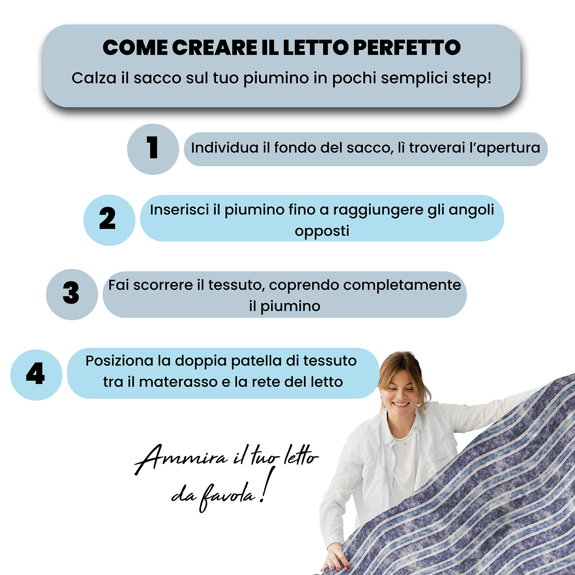 COPRIPIUMINO FANTASY, 100% Microfibra, No Stiro - JEANS STRIPES