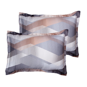 Lot de 2 Taies d'oreiller satin de coton imprimé Helix Brown
