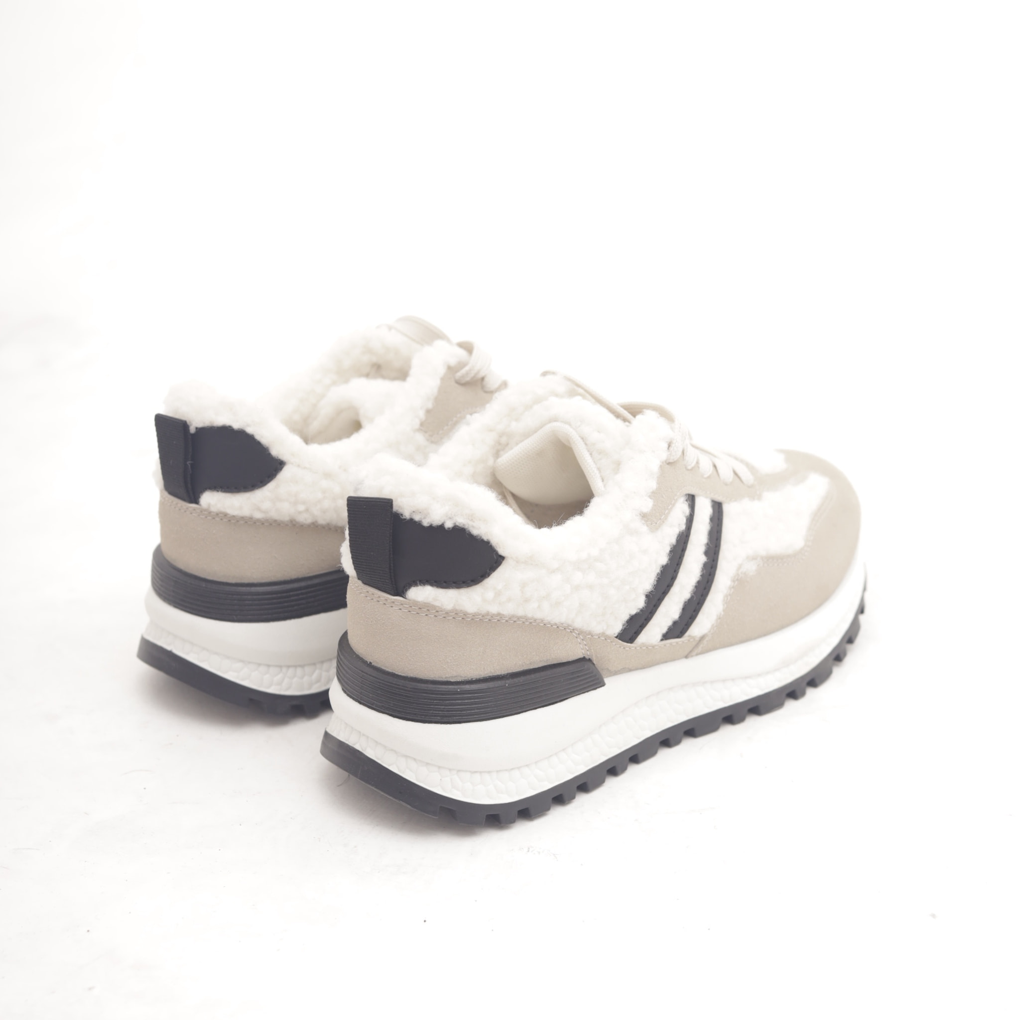 SNEAKERS RUNNING FUR DOPPIA FASCIA PANNA