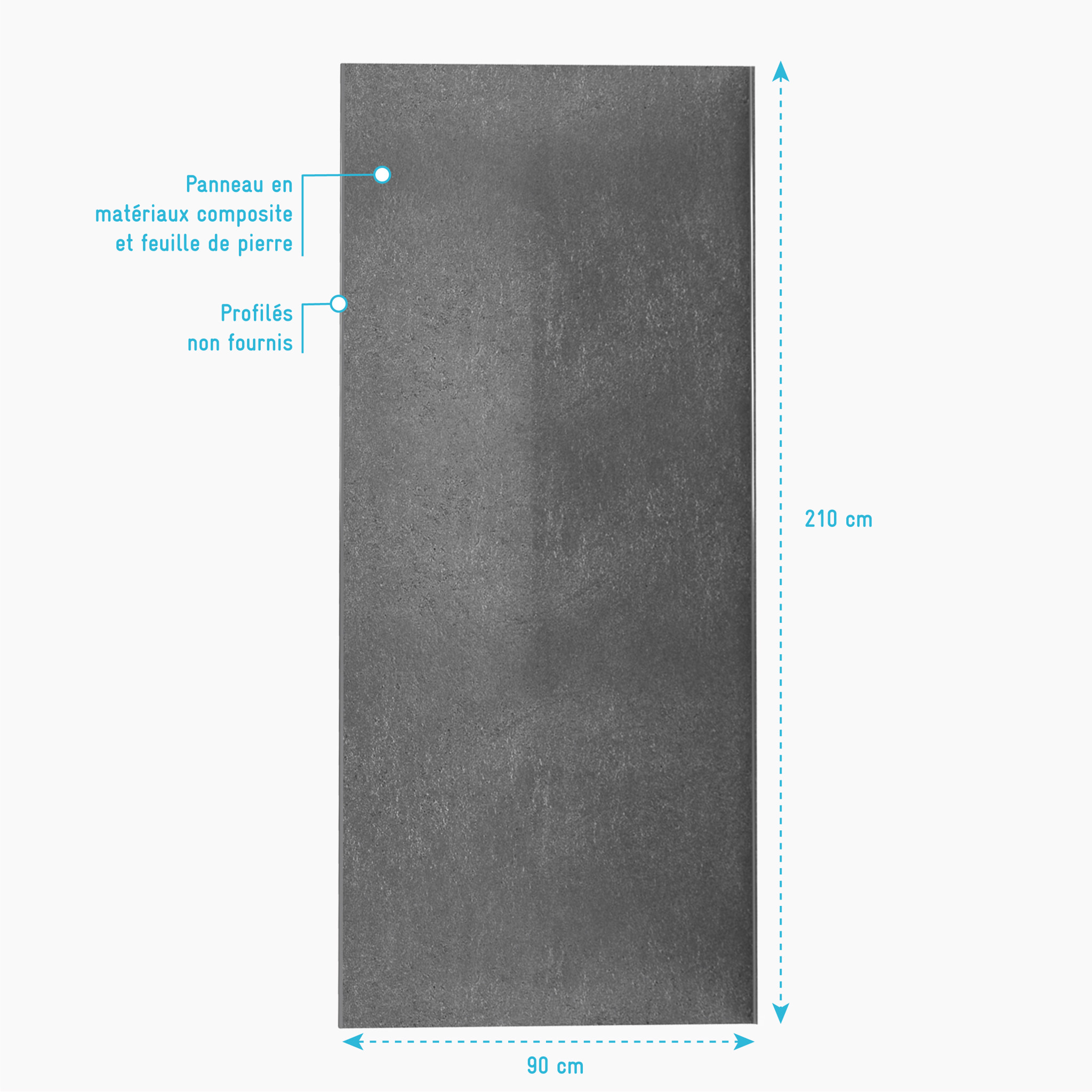 Panneau Mural Pierre Finition Silver Grey 90 x 210 cm - STONE'IT SILVER GREY