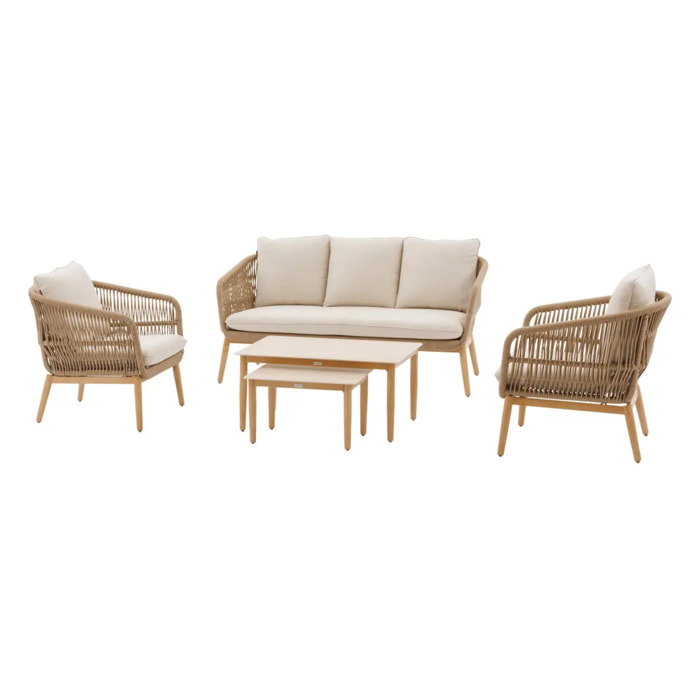 Salon de jardin "Orissa" Taupe 5 places en polyester et acier