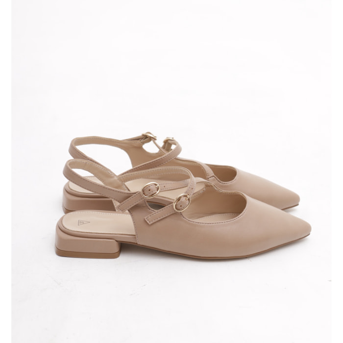 SLINGBACK FLAT INCROCIO CHOCOLA' DARK NUDE