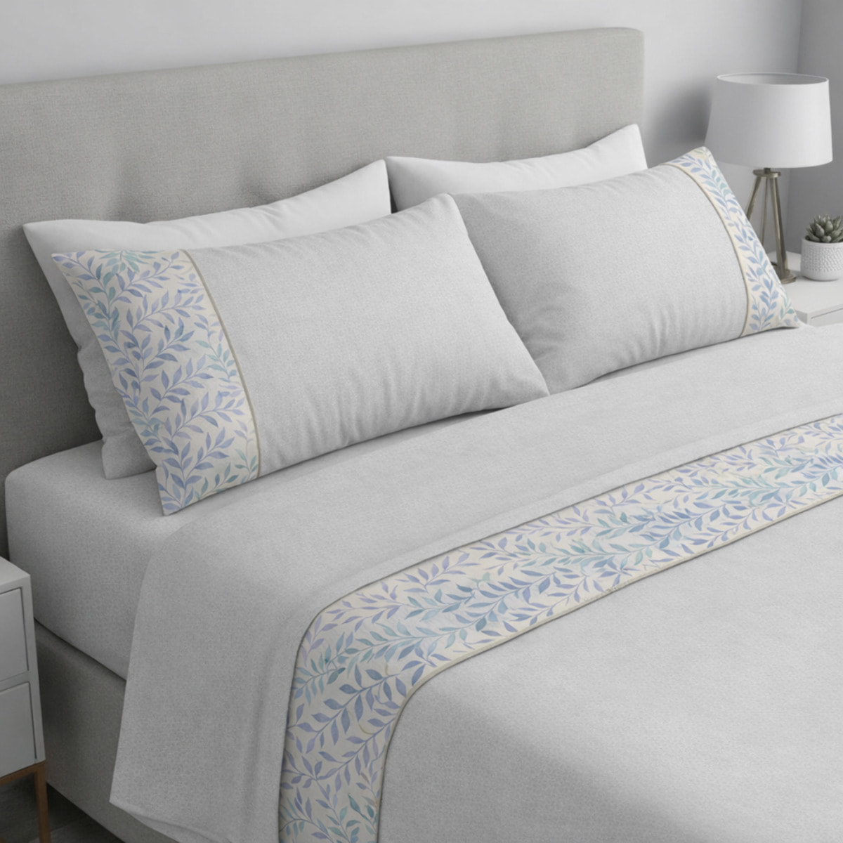 Completo letto Armonie IPERSAN Puro Cotone Felce Borbonese Grigio