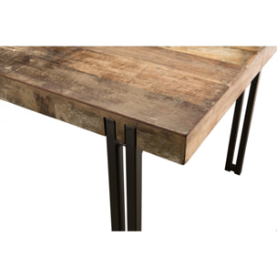 ALIDA - Table à manger rectangulaire 200x90cm Teck recyclé Acacia Mahogany recyclé pieds métal noir