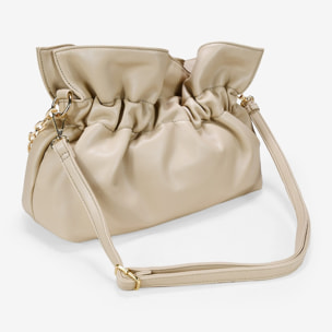 Bolso de hombro beige con cadena