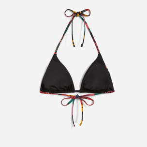 Top bikini a triangolo con dettaglio tropical