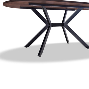 Marui Small - Tavolo da pranzo ovale in legno e metallo con piede centrale Ashi 150x90 cm - legno marrone