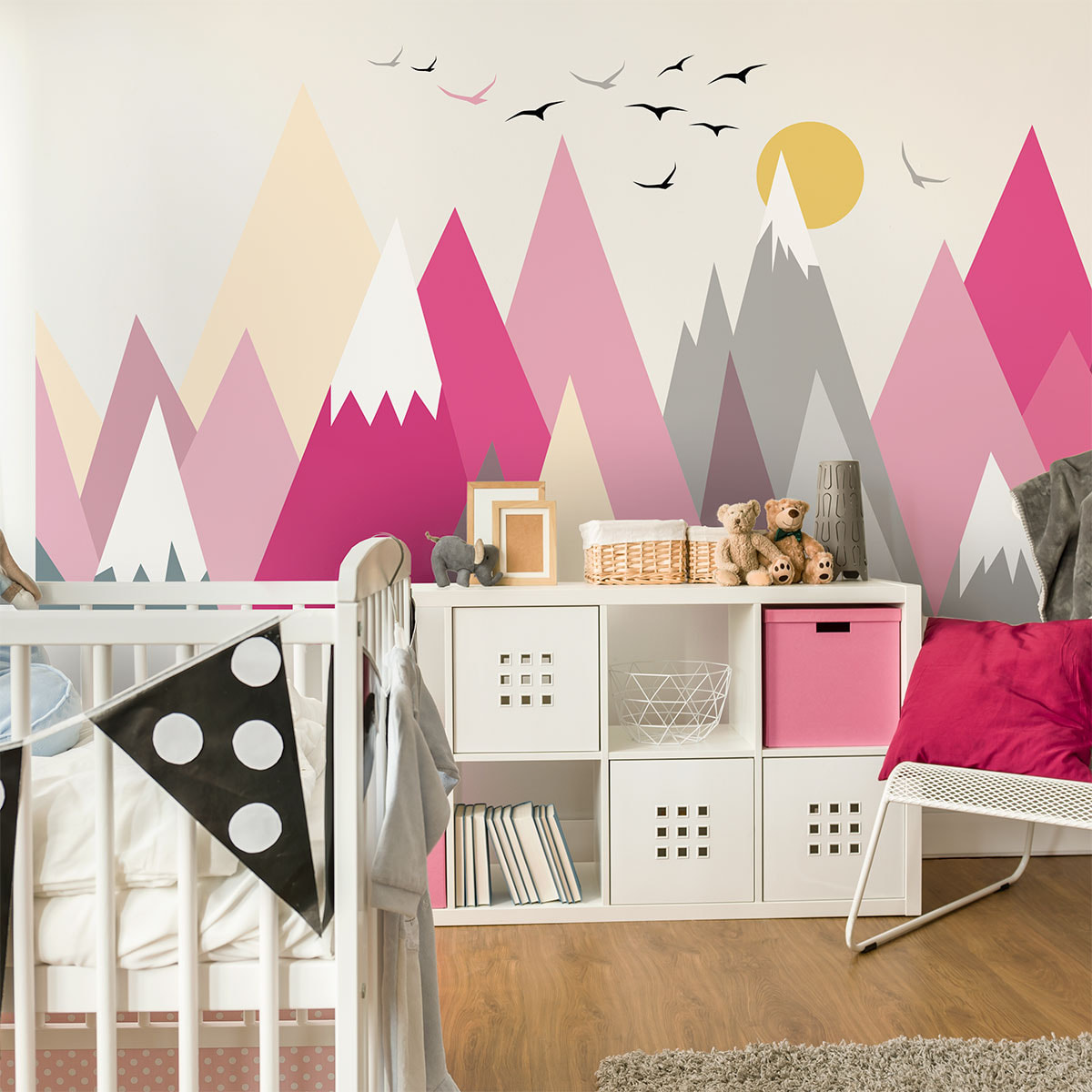 Stickers muraux enfants - Décoration chambre bébé - Autocollant Sticker mural géant enfant montagnes scandinaves MARTIKA