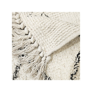 Tapis rectangulaire écru style berbère avec franges - MOMBA