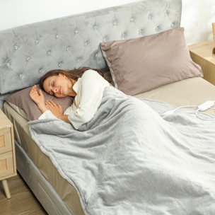 Manta Eléctrica Grande, Manta Térmica Sofá, 180x130 cm, Tejido Suave, 10 Niveles de Temperatura, Temporizador, Lavable en Lavadora, Protección contra Sobrecalentamiento, Pantalla LED, Gris