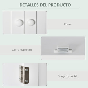 kleankin Armario Baño de Pared con 2 Puertas Estante Interior Ajustable y Compartimento Abierto Mueble Auxiliar Suspendido Multiusos para Cocina 60x20x70,5 cm Blanco