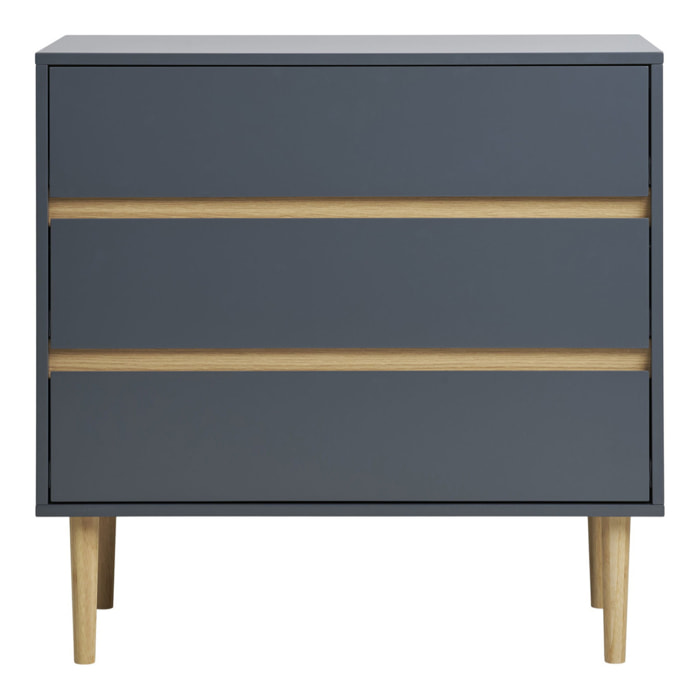 Cassettiera Bisley a 3 cassetti in legno grigio scuro 80×40×80 cm