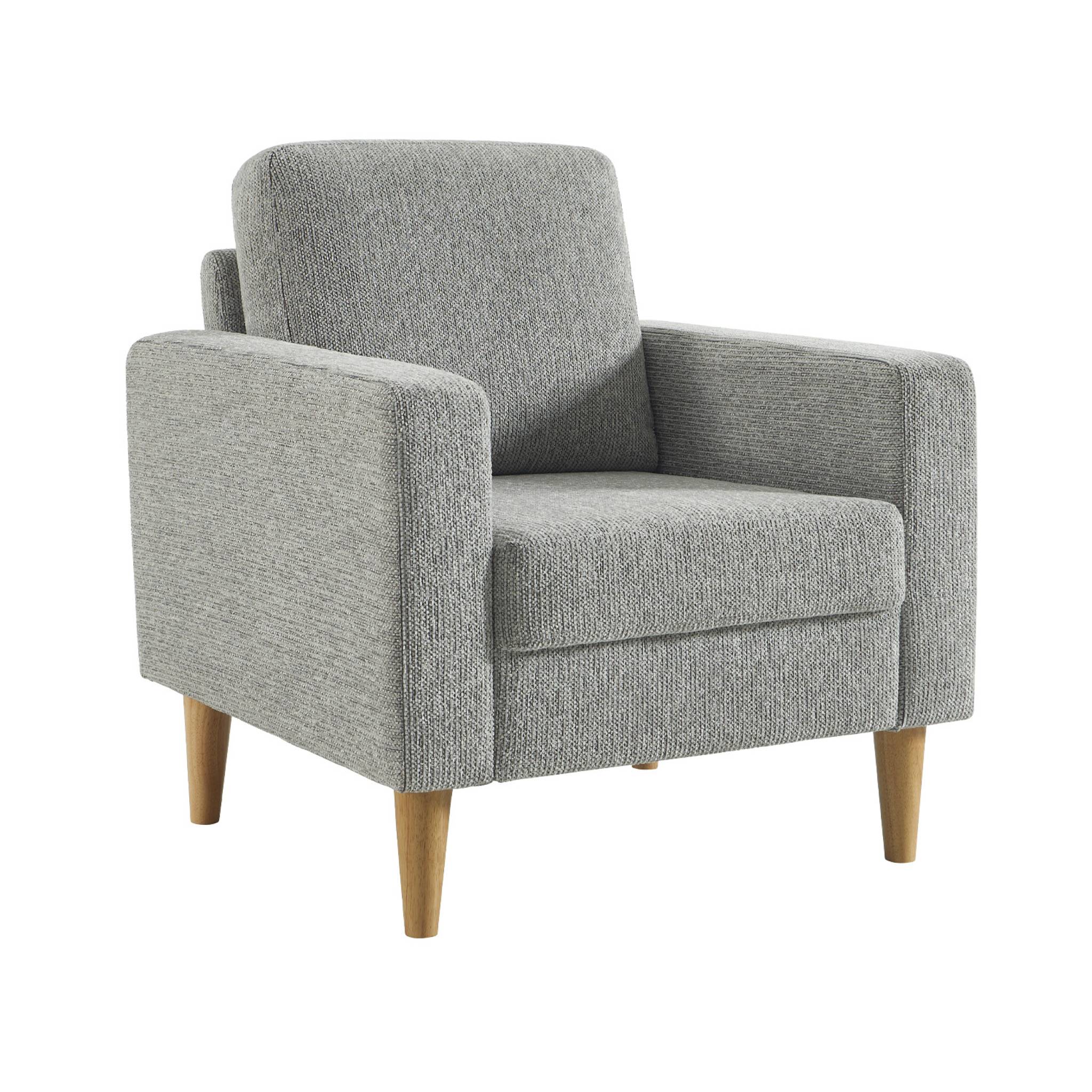 Fauteuil bois d'hévéa et tissu chenille  BJORN