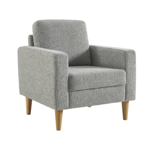 Fauteuil bois d'hévéa et tissu chenille  BJORN