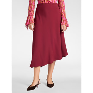 Elena Mirò - Falda asimétrica en cady elástico - Burgundy