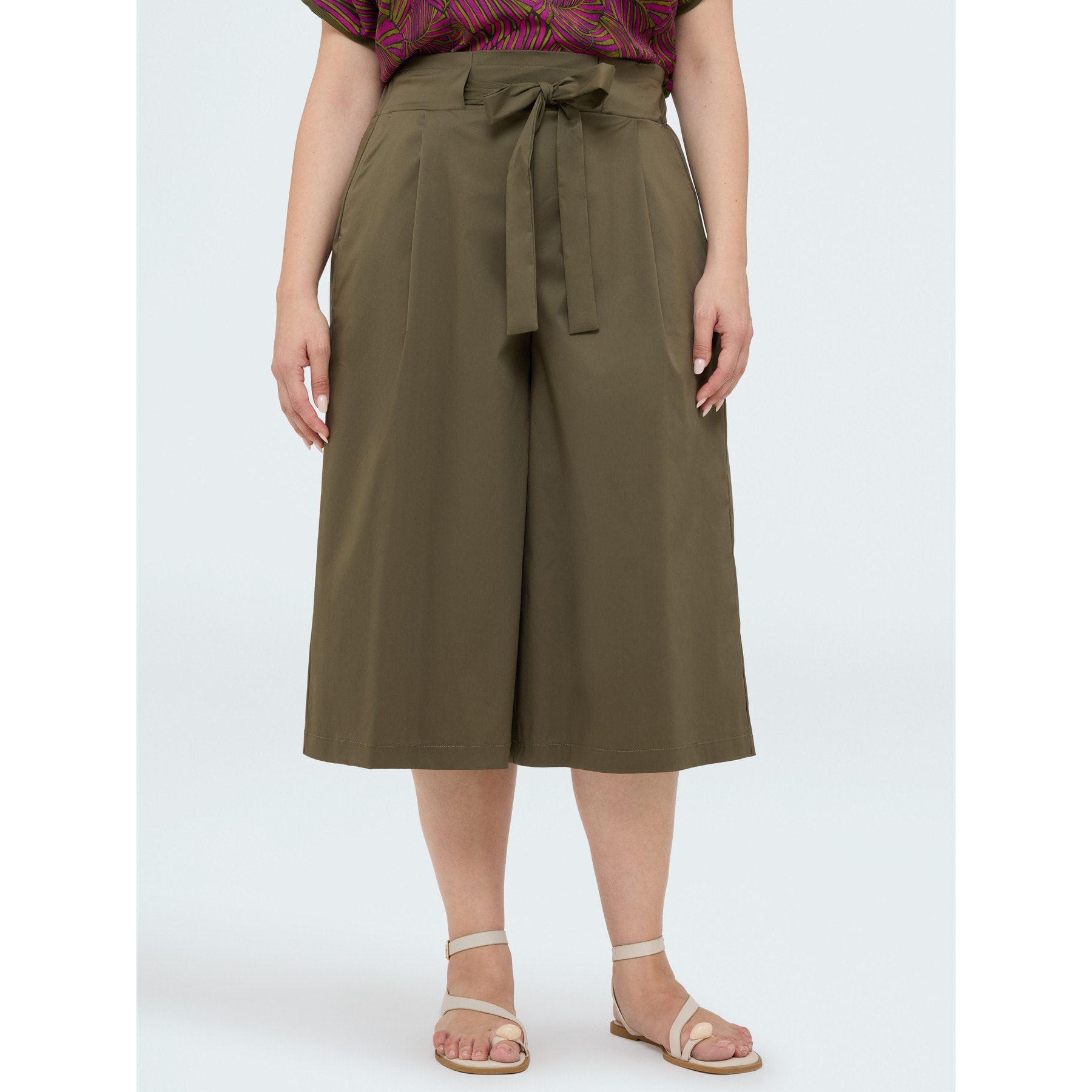 Fiorella Rubino - Pantalón falda en popelina de algodón - Verde militare