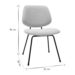 Chaises design en tissu effet velours texturé beige et métal noir (lot de 2) BARNET