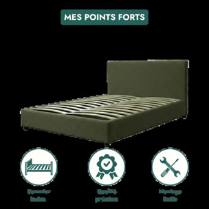 Lit coffre Colisée avec tête de lit | Robuste et confortable | Montage simple rapide | Bouclette | Vert