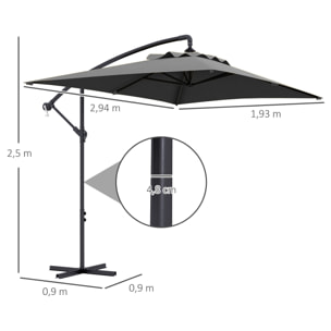 Parasol déporté rectangulaire 3 x 2 m – Manivelle – Protection UV