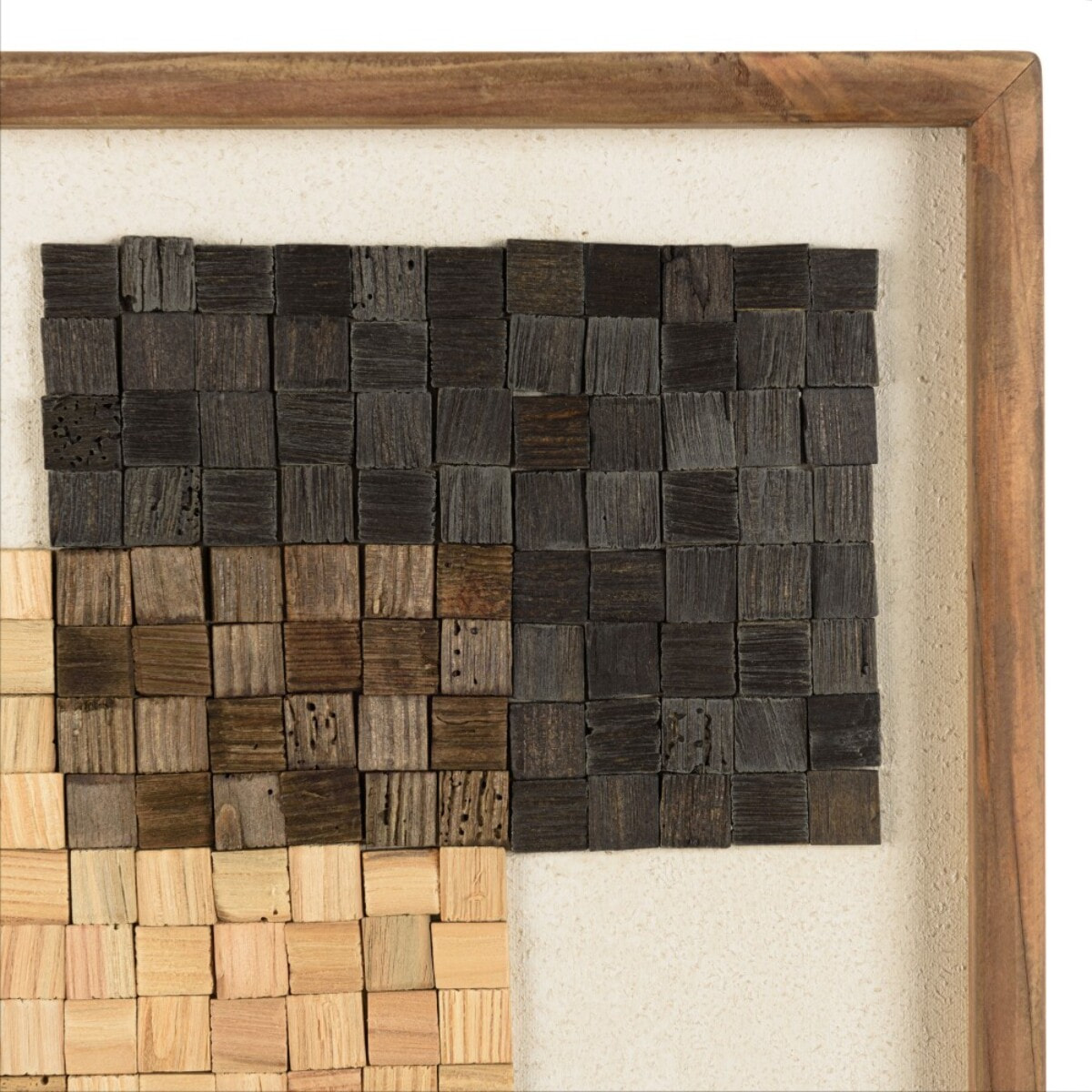 SANDY - Décoration murale n°1 42x62cm mosaïque beige/noire Pin recyclé