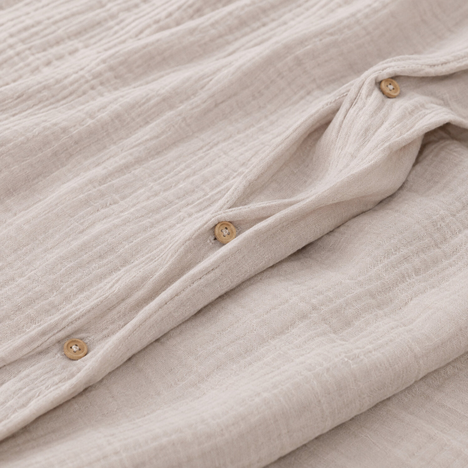 Parure housse de couette unie 100% gaze de coton - ava - ecru