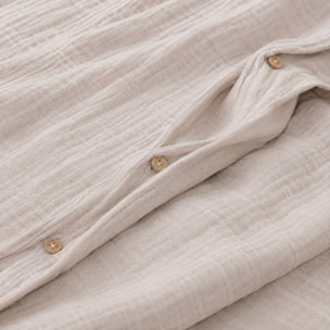 Parure housse de couette unie 100% gaze de coton - ava - ecru