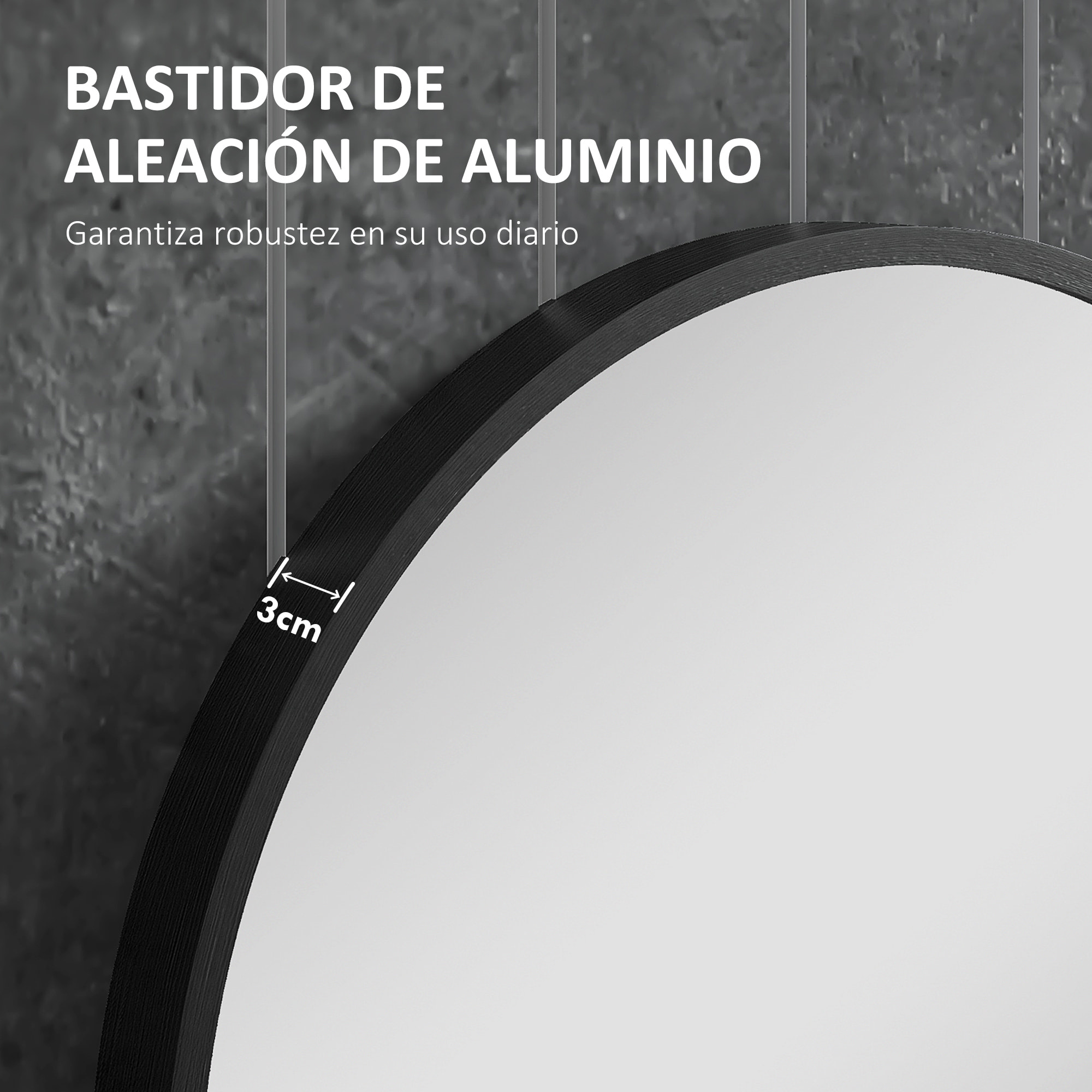 Espejo de Baño Ovalado Espejo Decorativo de Pared con Marco de Aluminio para Salón Entrada Pasillo Horizontal o Vertical Negro