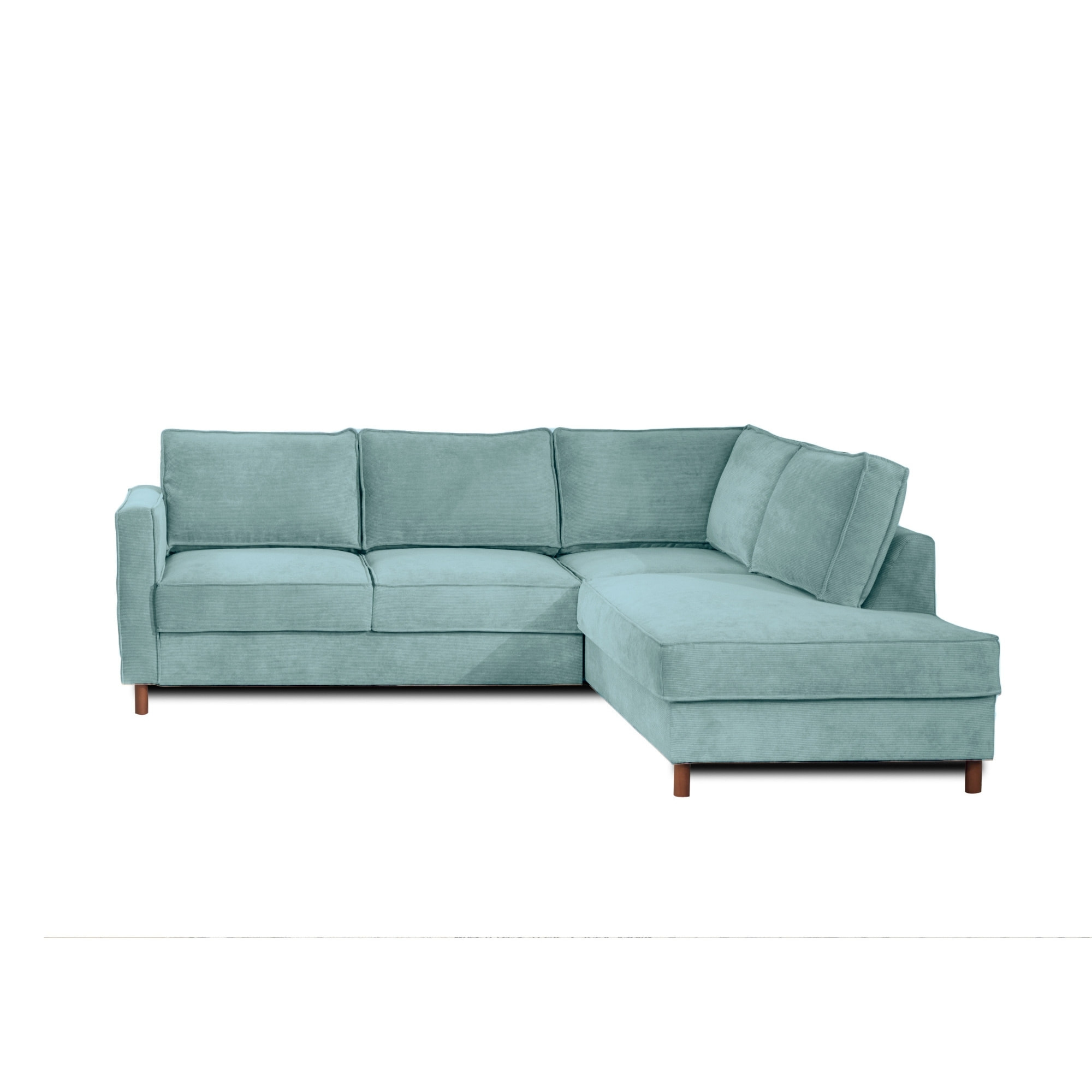 Jake - canapé d'angle droit - convertible - 5 places - en velours côtelé - Bleu