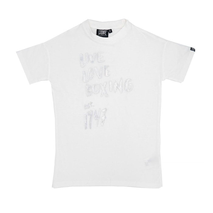 Camiseta larga de manga corta brillante para niña