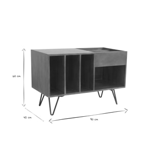 Buffet de rangement vinyles en bois manguier massif teinté et métal L90 cm BOOGIE