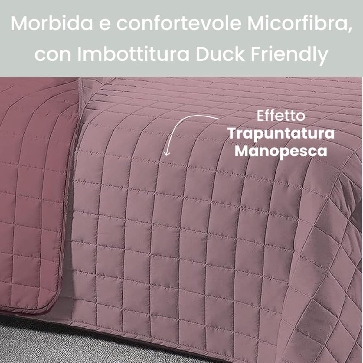 INTRECCI Copriletto Matrimoniale Estivo, Trapunta Estiva Matrimoniale, 260x260 cm, Coperta Estiva, anche Primaverile, Double Face, Moderna, Leggera, Elegante. Colore: Zephyr/Orchidea