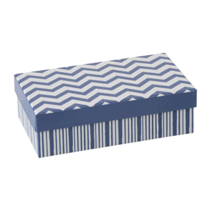 J-Line Tasse + Sous-tasse Ligné - porcelaine - bleu/blanc - small - set de 2