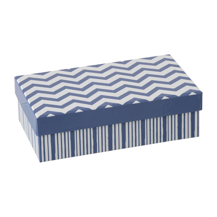 J-Line Tasse + Sous-tasse Ligné - porcelaine - bleu/blanc - small - set de 2