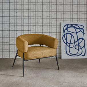 Fauteuil tissu dossier incurvé piétement métal CRISTO