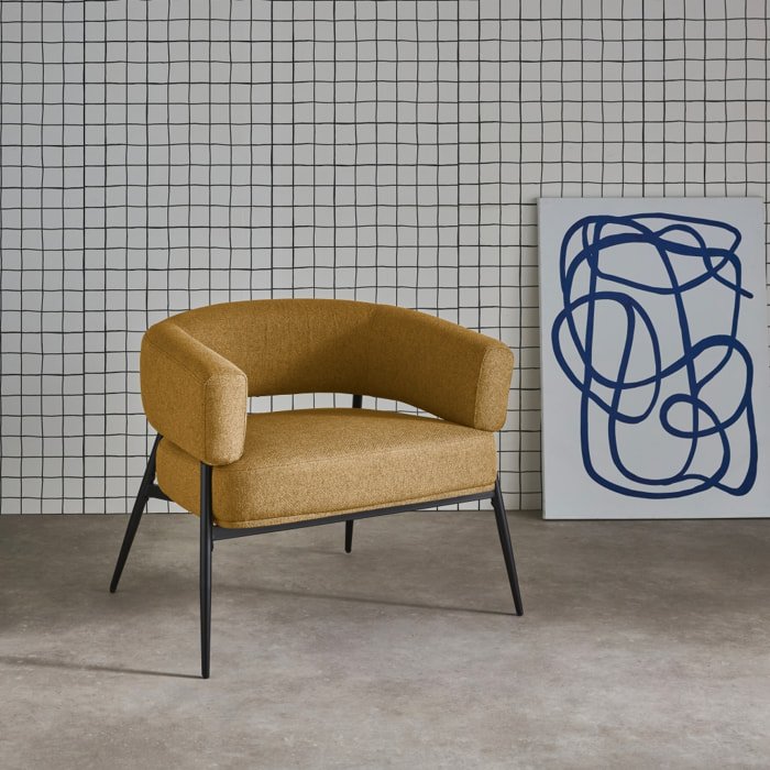Fauteuil tissu dossier incurvé piétement métal CRISTO