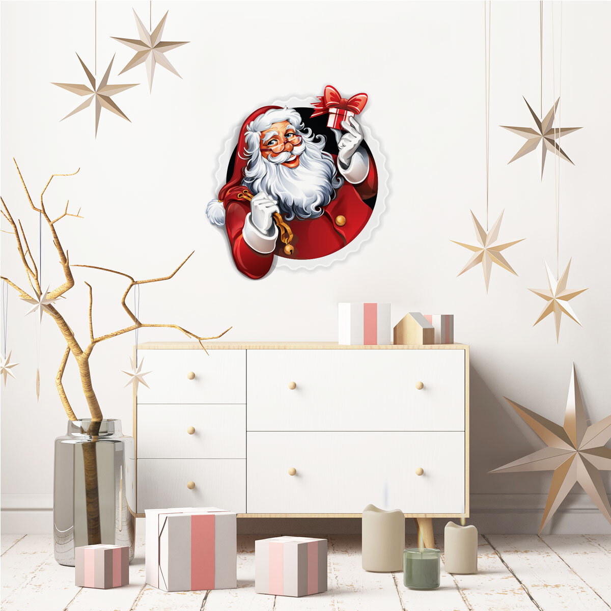 Sticker Noël père noël design - Autocollants stickers adhésifs noël - décoration fêtes