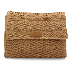 Bandolera de rafia para mujer, diseño moderno y comodo, compartimento principal con boton de iman