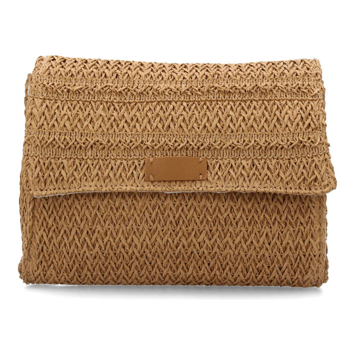 Bandolera de rafia para mujer, diseño moderno y comodo, compartimento principal con boton de iman