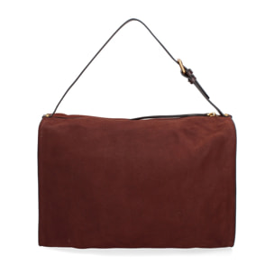 Borsa a spalla da donna Made in Italy - Modello Cielia Pro - Pelle scamosciata - 35.0 x 23.0 x 14.0 cm