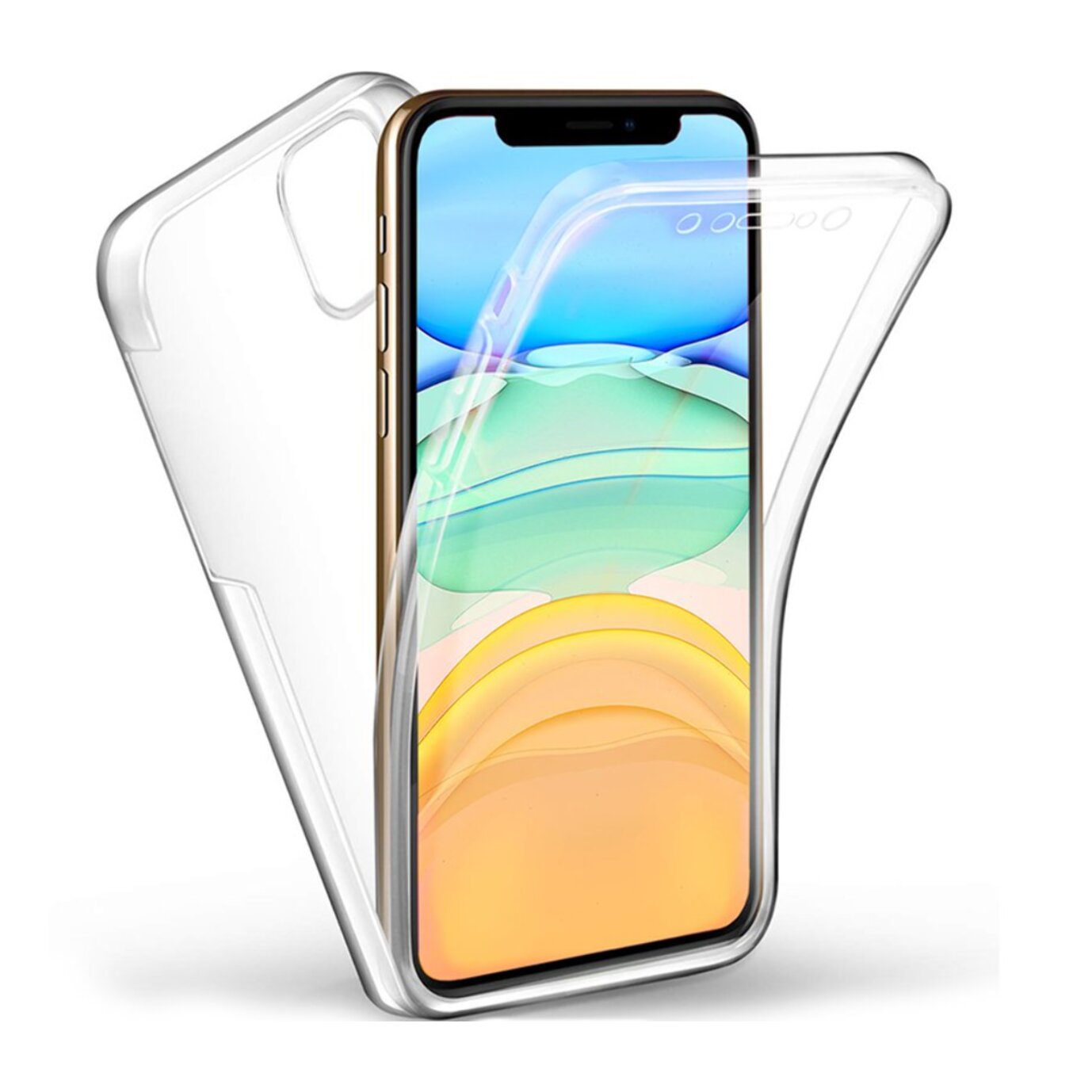 Coque compatible avec iPhone 11 360° intégrale protection avant arrière silicone transparente