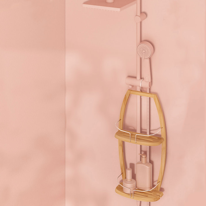 Serviteur de douche 2 niveaux Métal bambou