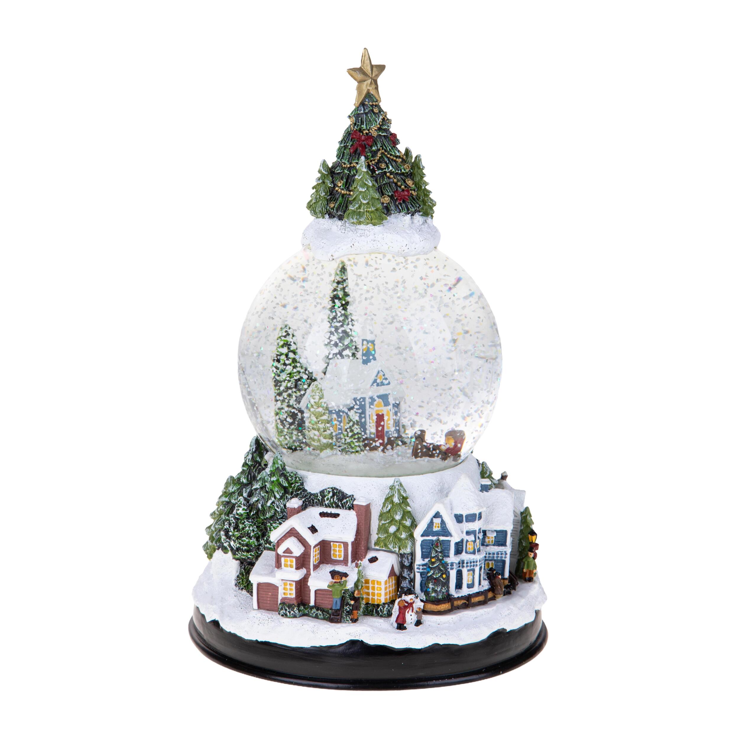 Carillon con Villaggio+Albero Natale - Pezzi 1 - Colore Verde - 10x20Hx10cm - Bianchi Dino