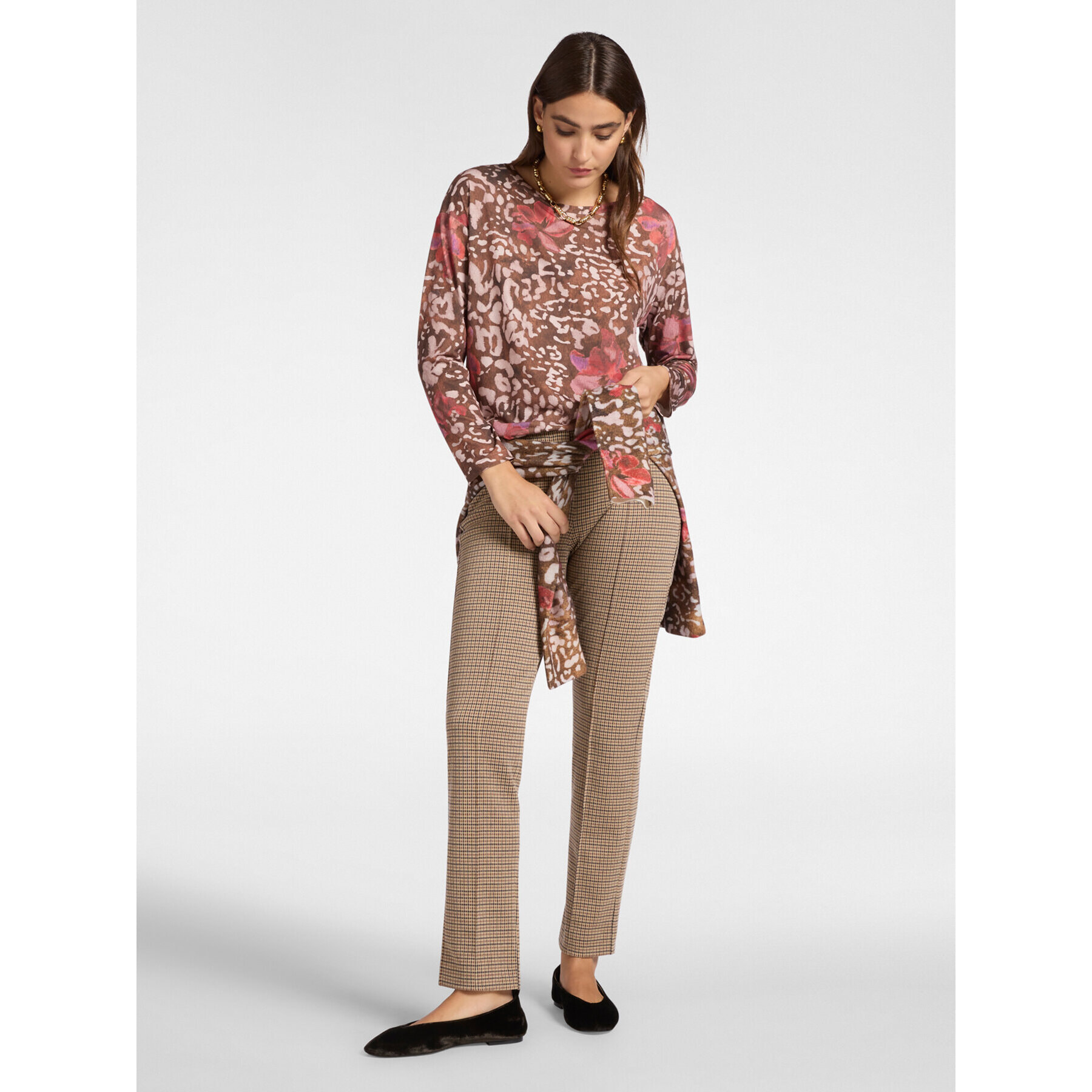 Elena Mirò - T-shirt stampata - Marrone