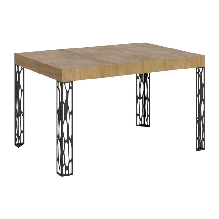 Table Ghibli Extensible Dessus Chêne Nature 90x130 Allongée 234 cadre Anthracite