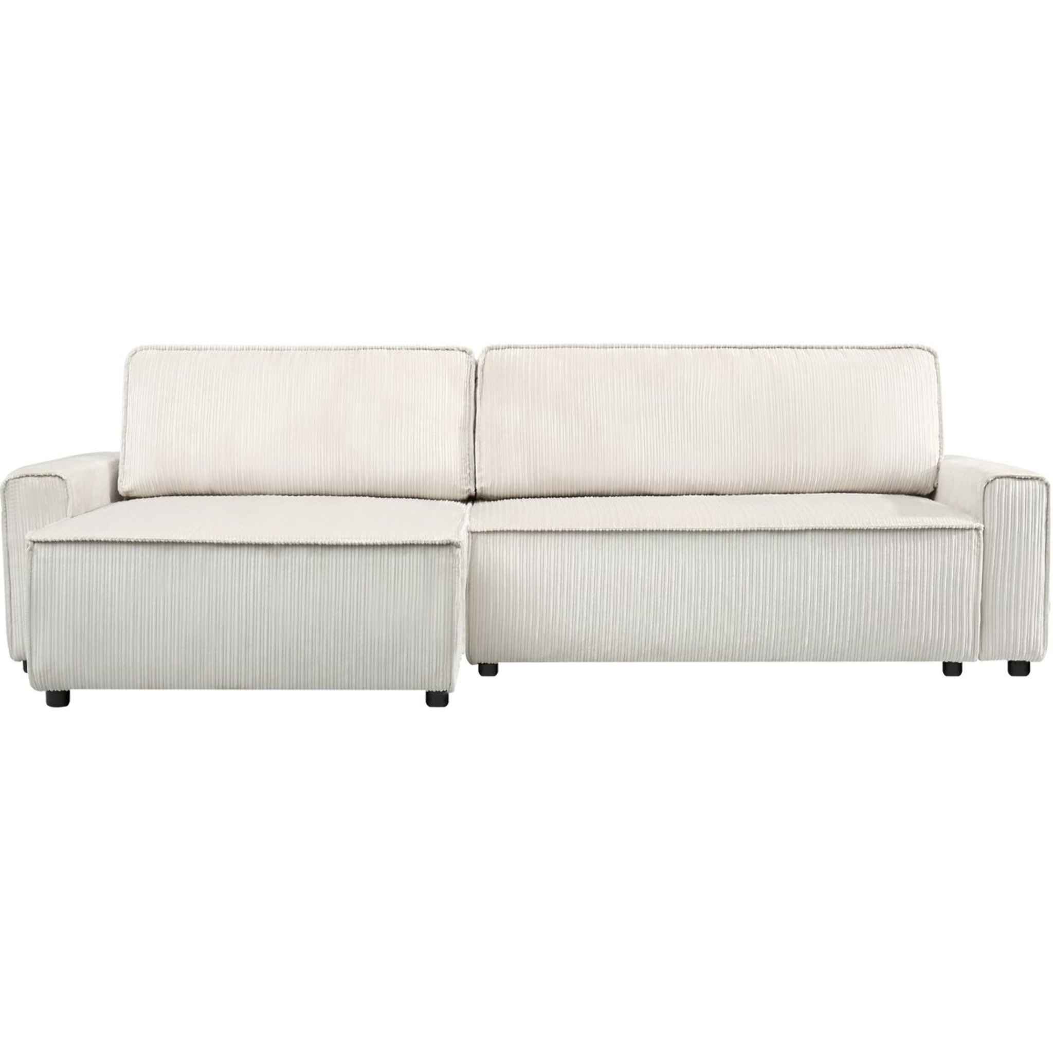 Canapé d'angle convertible et reversible en velours côtelé "Montaigne" - 3 places  - Beige