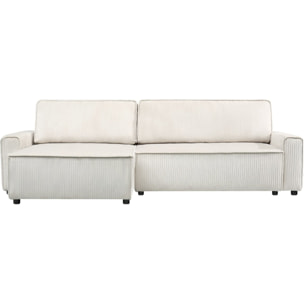 Canapé d'angle convertible et reversible en velours côtelé "Montaigne" - 3 places  - Beige