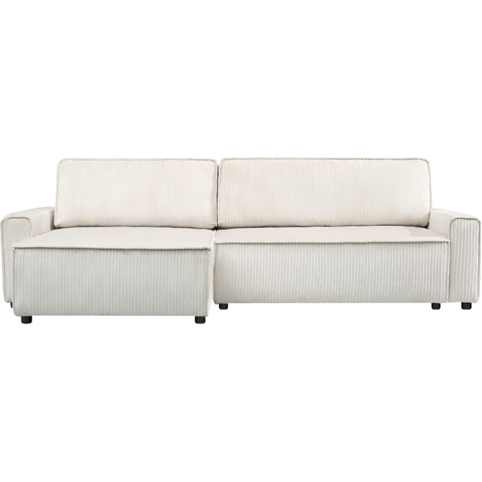 Canapé d'angle convertible et reversible en velours côtelé "Montaigne" - 3 places  - Beige