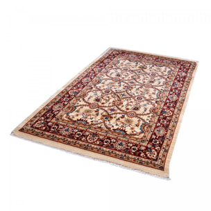 Tapis Jedi rouge et beige aux motifs floraux d'inspiration Orientale